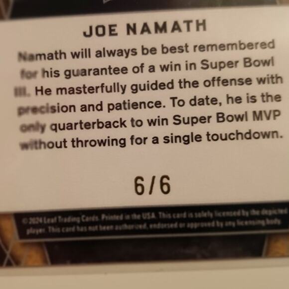 Joe Namath 6/6 2024 Leaf Metal 2024 Football - Picture 2 of 7